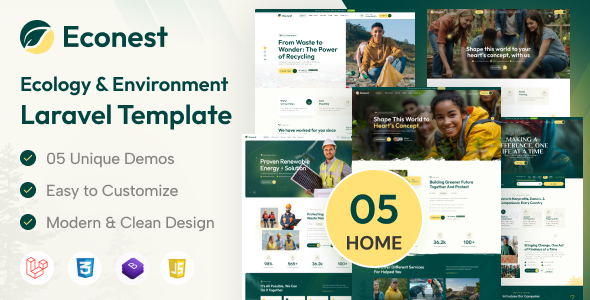 Econest - Ecology & Environment Laravel 12 Template by PixcelsThemes