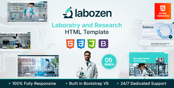 Labozen - Science Research & Laboratory HTML Template by themesion