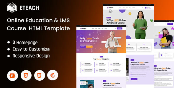 Eteach – Online Education & LMS Course HTML Website Template by Theme_Family