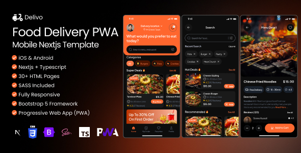 Delivo-Food Delivery PWA Mobile Nextjs Template by dalonext