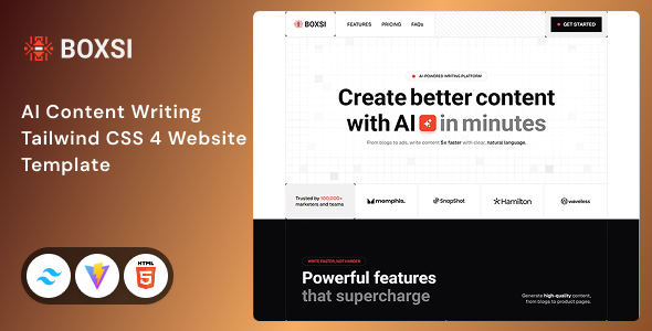 Boxsi - AI Agency & Technology Tailwind CSS 4 Website Template by Unifato
