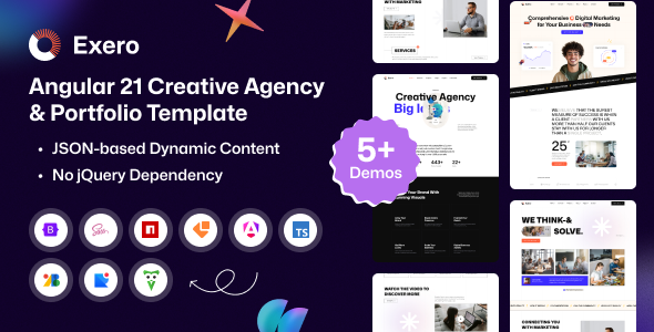 Exero - Angular 21 Creative Agency & Portfolio Template by nsaTheme