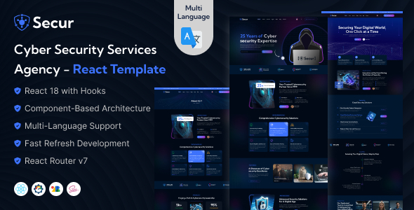 Secur - Cyber Security Services Agency React JS Template by onertheme