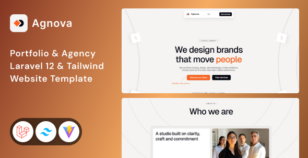 Agnova - Laravel 12 Portfolio & Agency Tailwind CSS 4 Website Template by Unifato