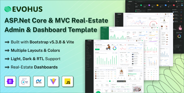 Evohus - ASP.Net Core & MVC Real-Estate Admin & Dashboard Template by SRBThemes
