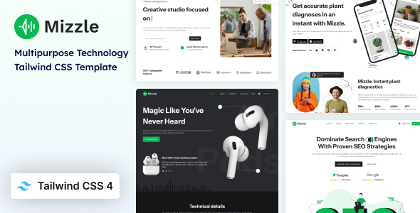 Mizzle - Technology & Corporate Tailwind CSS HTML Template by Stackbros