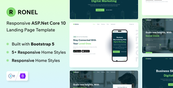 Ronel - ASP.Net Core 10 Landing Page Template by themesdesign
