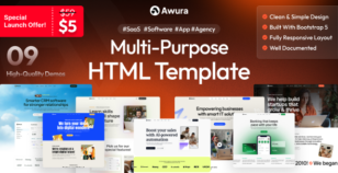 Awura - SaaS & Startup Html Template by mthemeus
