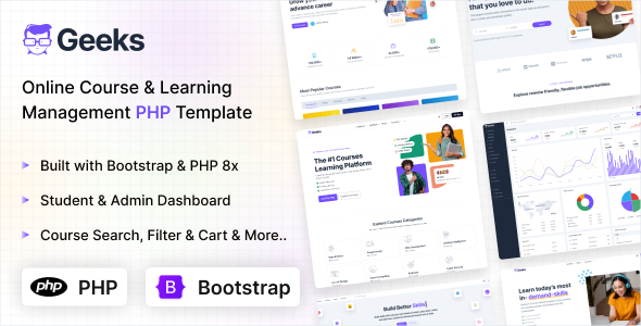 Geeks LMS - Online Course & Learning Management PHP Website Template by coderthemes
