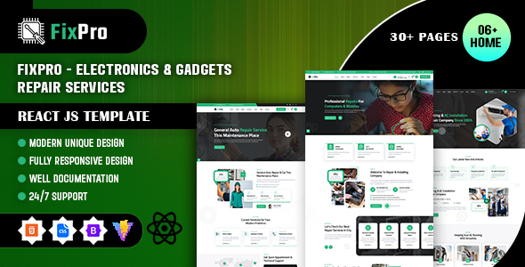 Fixpro - Electronics & Gadgets Repair Services ReactJS Template by weblayout