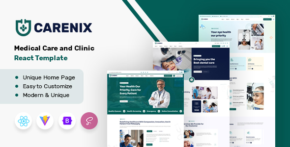 Carenix - Medical Care and Clinic React Template by pus_infotech