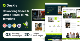 Deskly - Coworking Space & Office Rental HTML Template by inventxlab