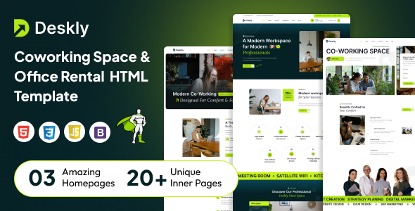Deskly - Coworking Space & Office Rental HTML Template by inventxlab