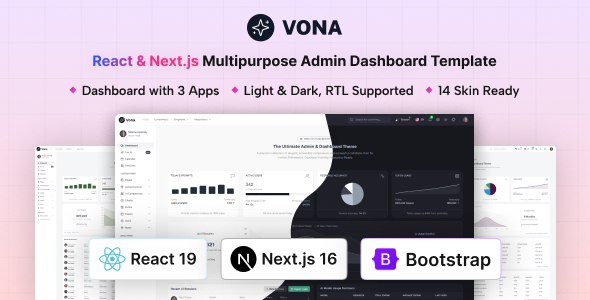 Vona - React & Next.js Multipurpose Admin Dashboard Template by coderthemes