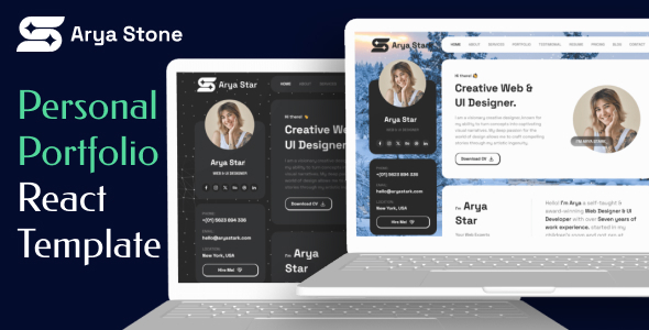 Personal Portfolio CV Resume React Template - Arya Stone by The_Krishna