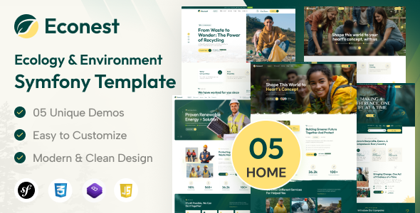 Econest - Ecology & Environment Symfony Template by PixcelsThemes