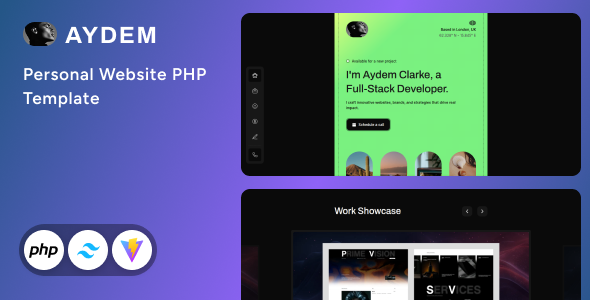 Aydem - Personal Website PHP & Tailwind CSS 4 Template by Unifato