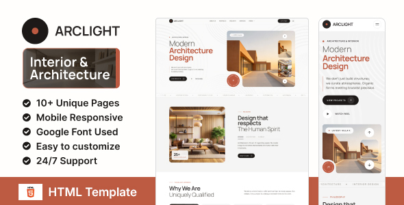 Arclight - Architecture & Interior Design HTML Template by Themedepo1