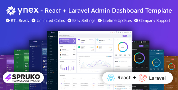 Ynex – Laravel Inertia React Bootstrap Admin Dashboard Template by SPRUKO