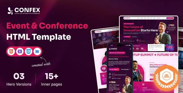 Confex – Event & Conference HTML Template by siddhiinfosoft