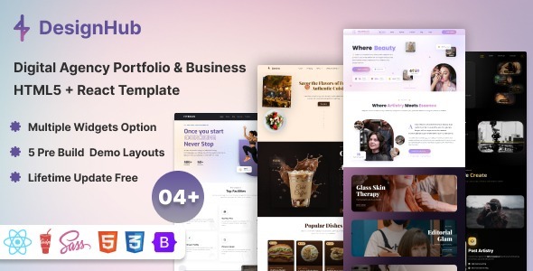 Designhub - Digital Agency Portfolio & Business HTML5, React Template by pixelwibes