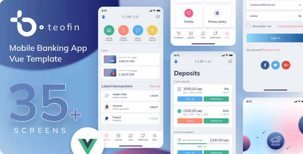 Teofin – Vue.js Banking & Finance PWA by George_Fx