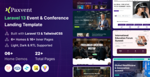 Paxvent - Laravel 13 Event & Conference Landing Template by SRBThemes