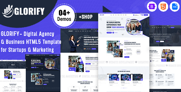 Glorify – Digital Agency & Business HTML5 Template for Startups & Marketing by dreamlayout