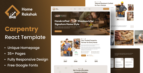 Carpentry Service React Template - Home Rakshak by The_Krishna