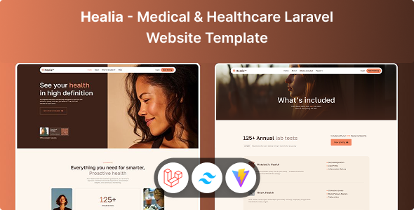 Healia - Medical & Healthcare Laravel & Tailwind CSS Website Template by Unifato