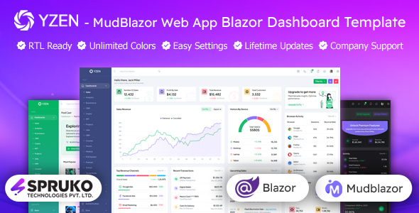 Yzen - MudBlazor WebApp Blazor Dashboard Template by SPRUKO
