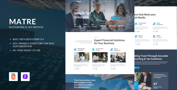 Matre - Accounting & Tax Services HTML Bootstrap Template by Fox_Creation