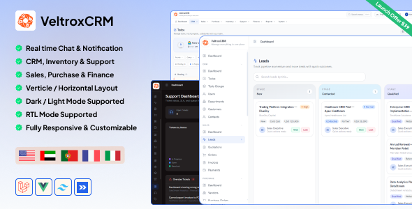 VeltroxCRM - Intelligent Sales & Operations CRM by Themesdaddy