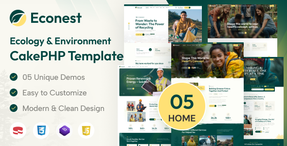 Econest - Ecology & Environment CakePHP Template by PixcelsThemes