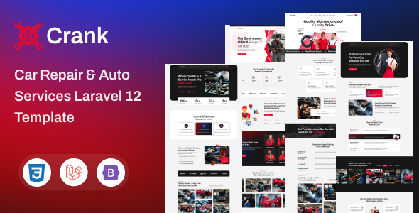 Crank - Car Repair & Auto Services Laravel Template by themehealer