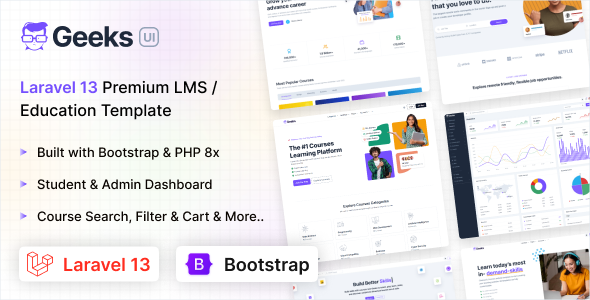 Geeks LMS - Online Course & Learning Management Laravel Website Template by coderthemes