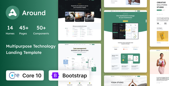 Around - SaaS, Startup & Technology ASP.Net Core Landing Template by coderthemes