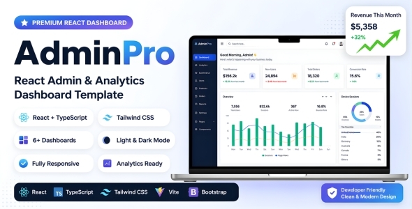 AdminPro - React Admin & Analytics Dashboard Template by authenticgallery