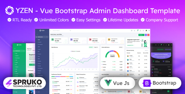 Yzen - Vue Admin Dashboard Bootstrap Template by SPRUKO