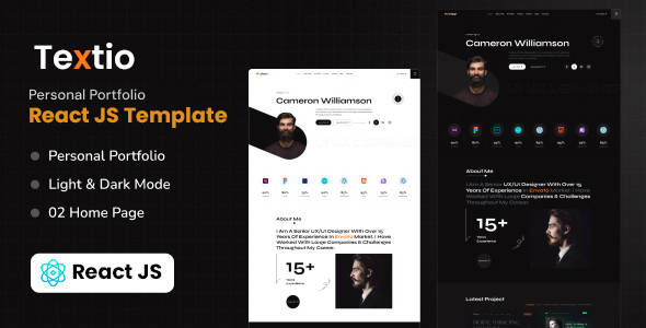Textio – React Personal Portfolio Template by maryinparis