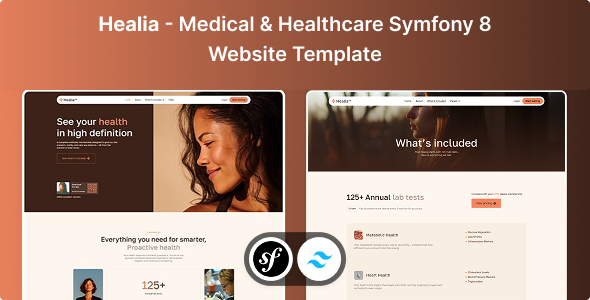 Healia - Medical & Healthcare Symfony 8 & Tailwind CSS Website Template by Unifato