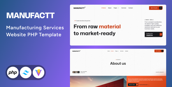 Manufactt - Manufacturing Services Website PHP Template by Unifato