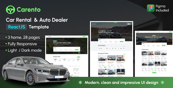 Carento - Auto Dealer & Car Rental React Template by alithemes