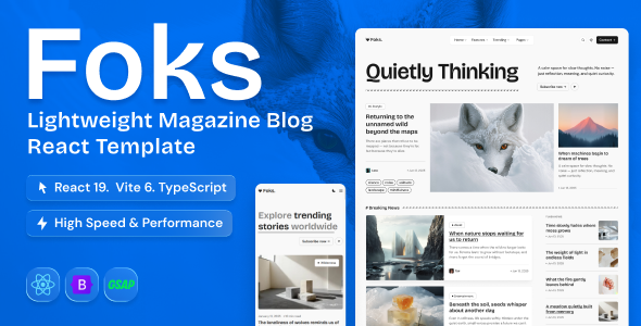 Foks - Lightweight Magazine & Blog React Template by alithemes