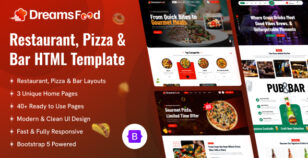 DreamsFood - Restaurant, Pizza & Bar HTML Template by dreamstechnologies