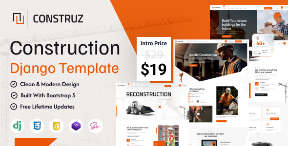 Construz - Construction Building Django Template by PixcelsThemes