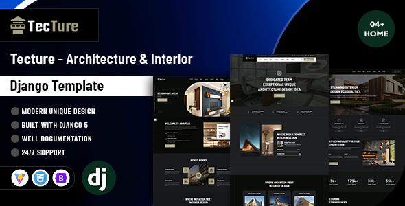 Tecture - Architecture and Interior Django Template by codearchives