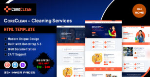 Coreclean - Cleaning Services HTML Template by scriptfusions
