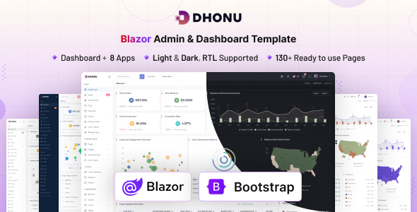 Dhonu - Blazor Server Admin & Dashboard Template by coderthemes