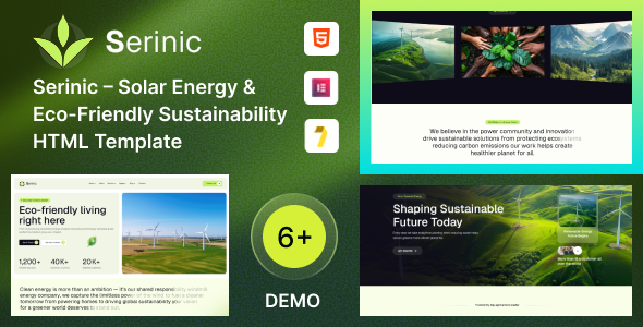 Serinic – Solar Energy & Eco Friendly Sustainability HTML Template by Dreamit-Solution